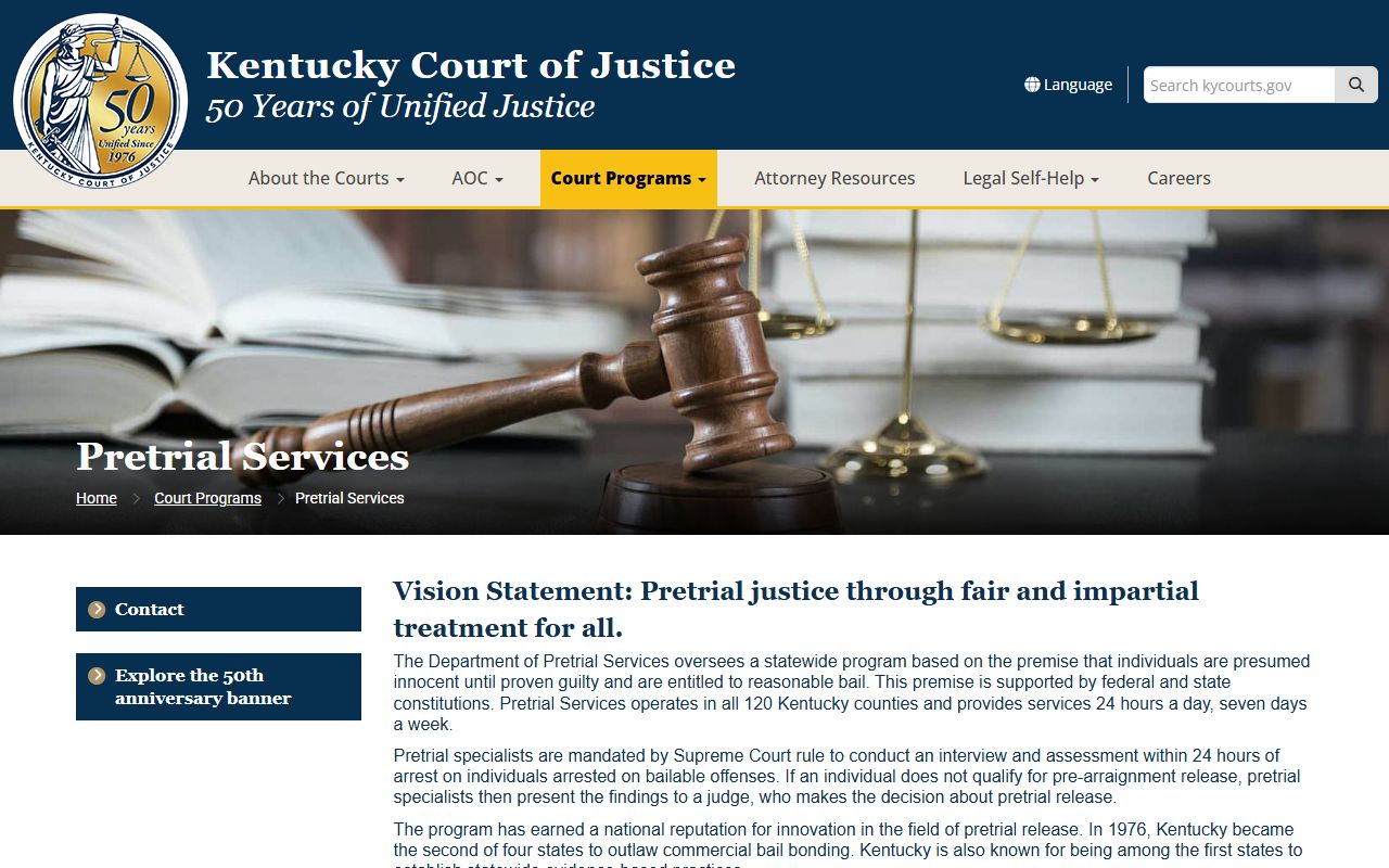 Green County criminal court records and Kentucky Pretrial Services page