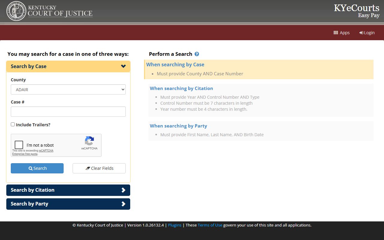 Green County court records Kentucky ePay case and citation search