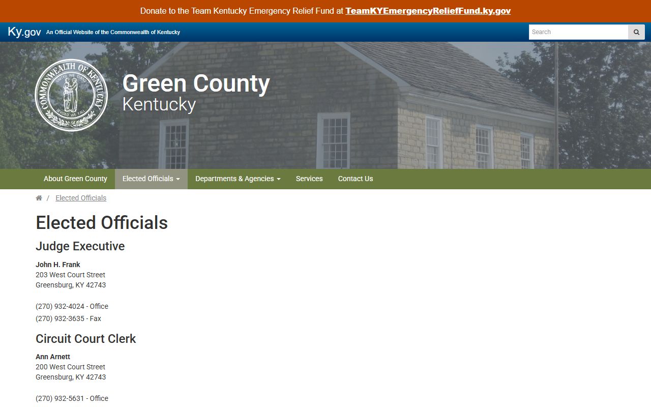 Green County court records elected officials and county contacts
